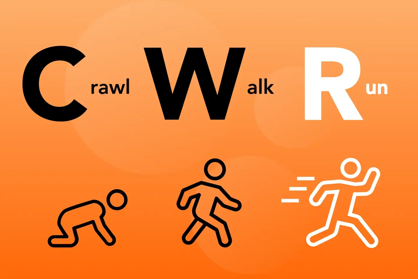 person running with Run spelled out.