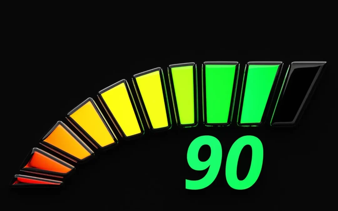 a progress bar from left red to right green that is currently reading 90 to the right