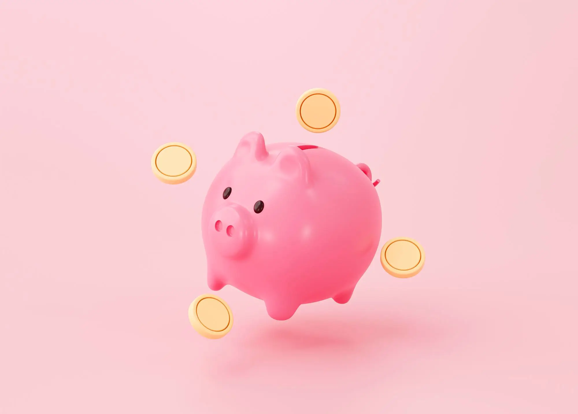 piggy-bank piggy bank with coins circling it