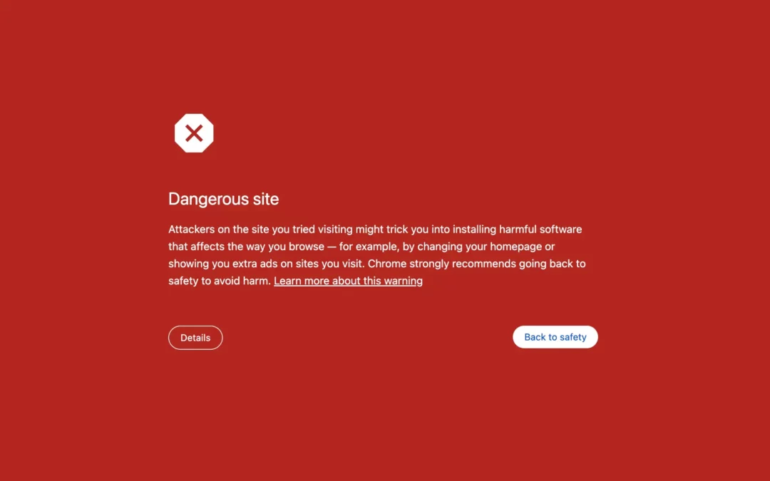 dangerous site warning in google chrome browser