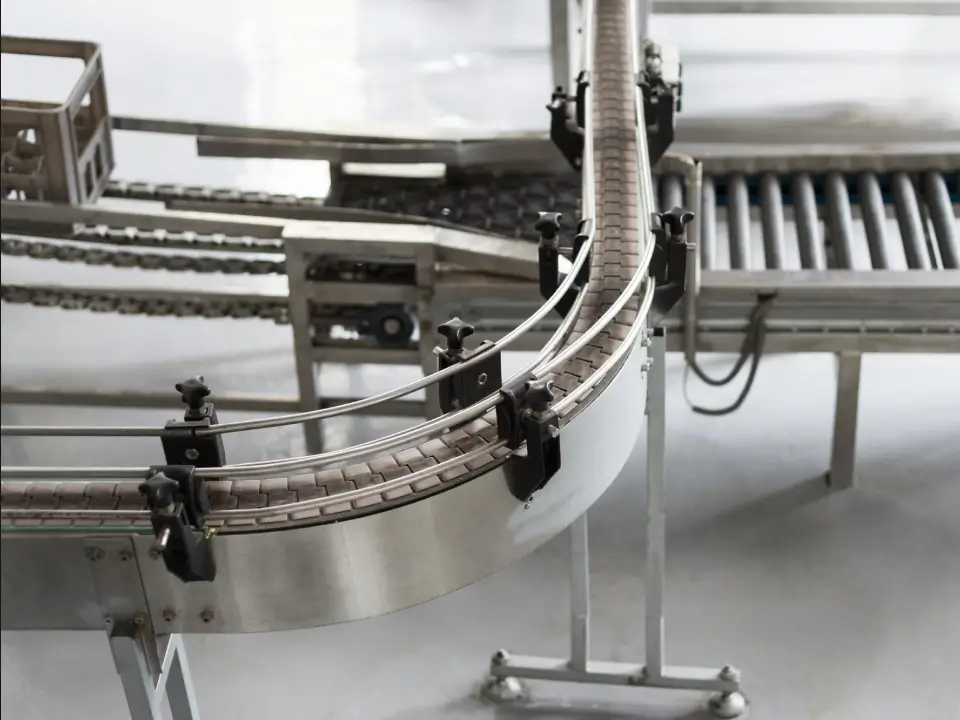 manufacturing production line with conveyor belts